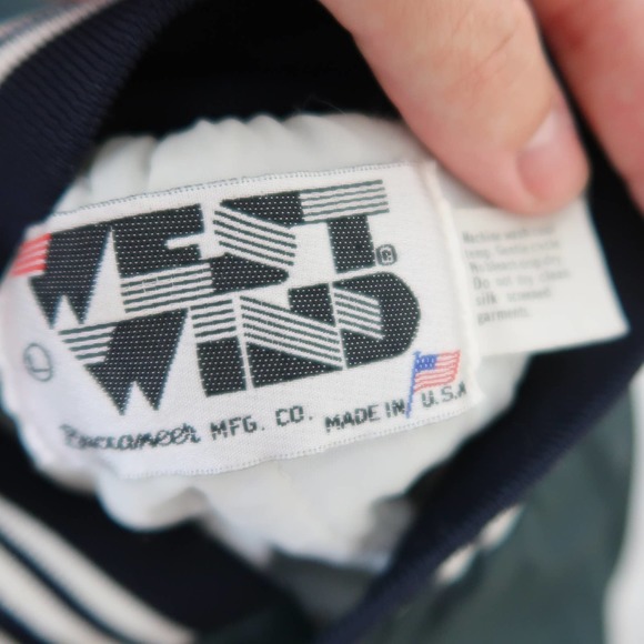 Vintage 80s West Wind dark green windbreaker varsity bomber jacket L - Picture 9 of 9